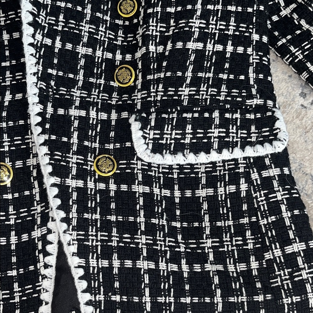 Laundry By Shelli Segal Black and White Checkered Blazer - Picture 4 of 7
